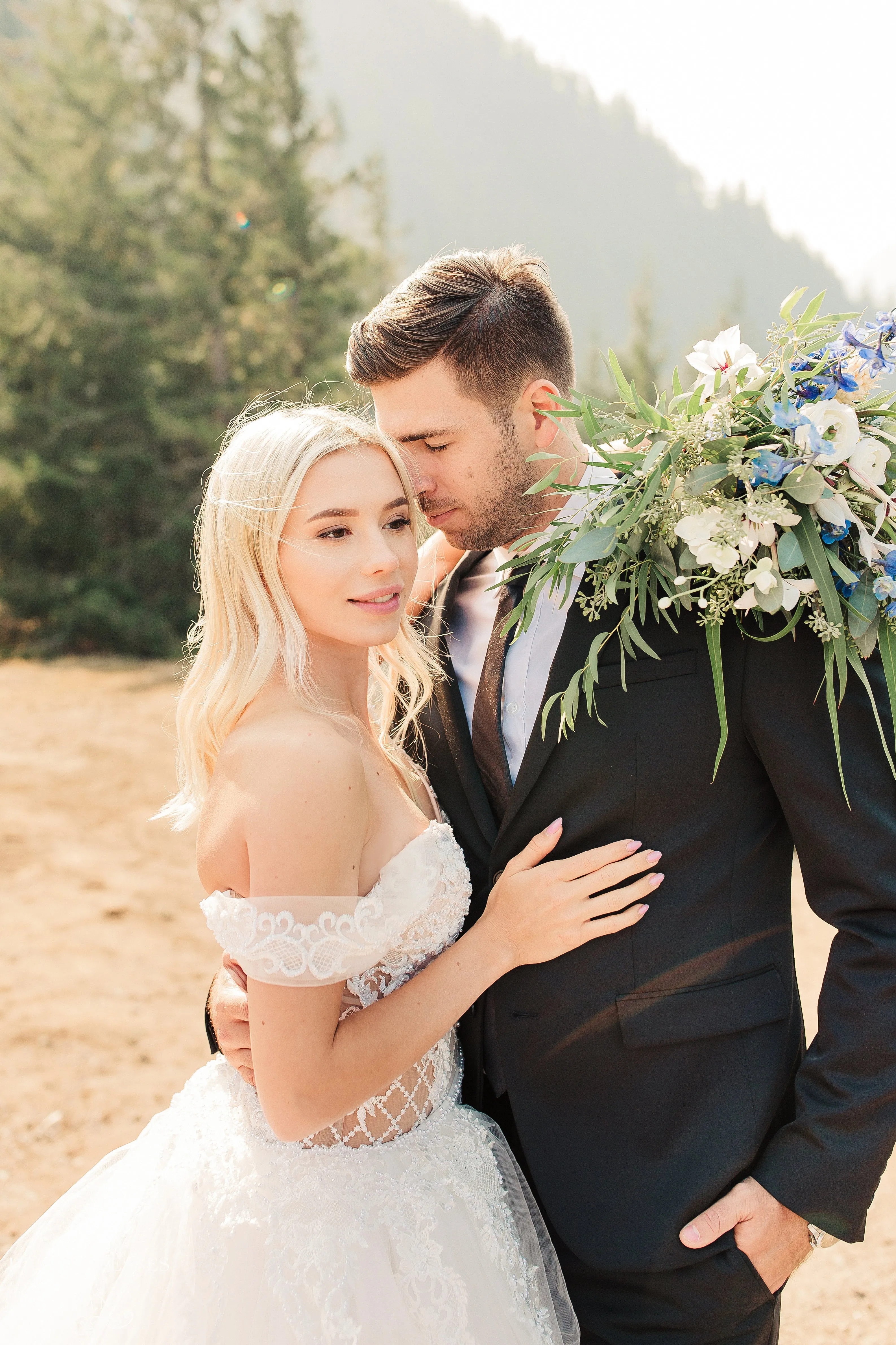 Blush Mermaid Wedding Dress with Removable Overskirt (#BELVA)