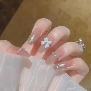 Blush Radiance – Pink and White Elegance with Diamond Ribbon Accents