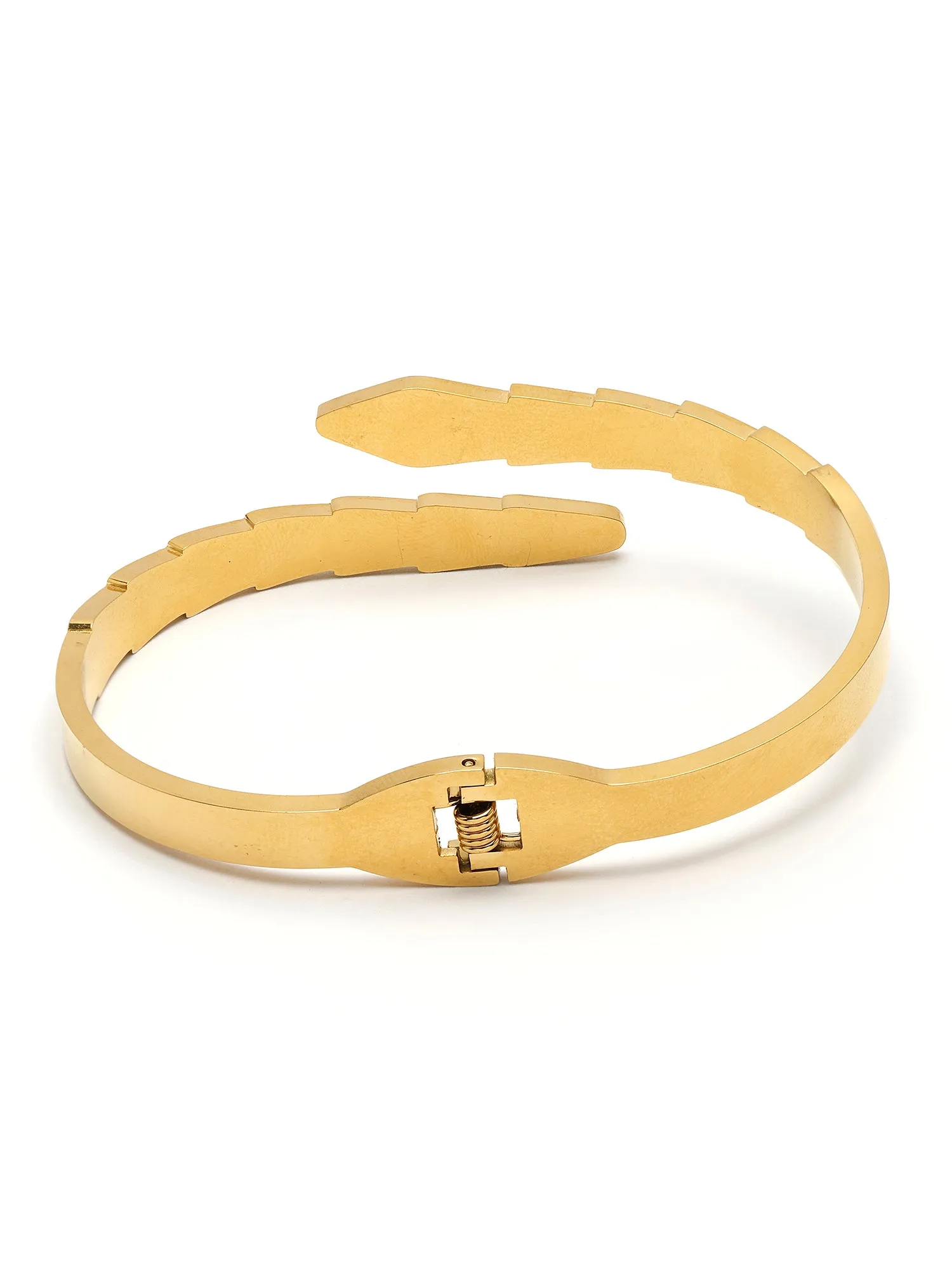 Bohey by KARATCART Gold-Plated White Cubic Zirconia Studded Bangle-Style Bracelet for Women