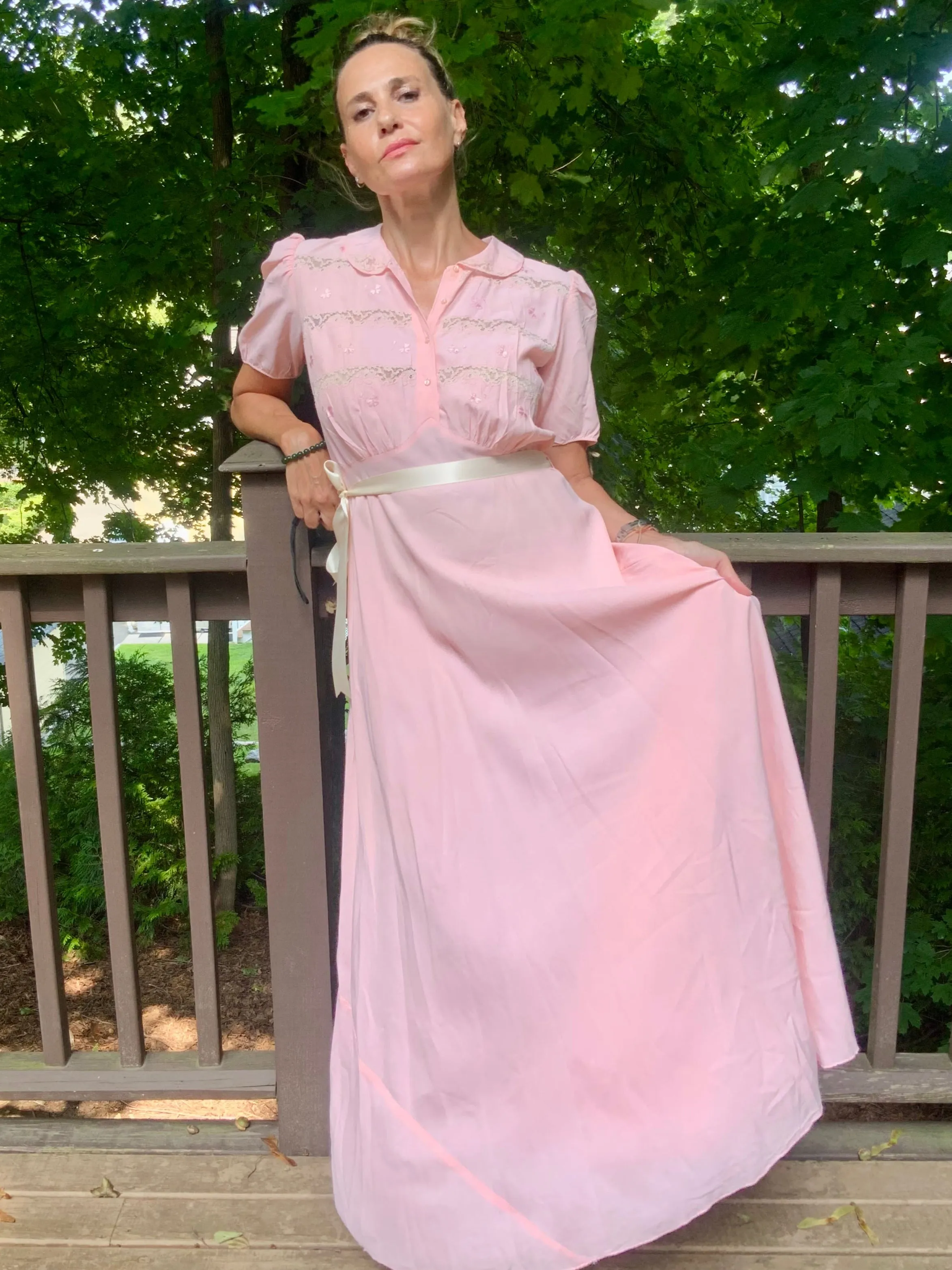 Bridal Nightgown Pink - 50s - 50AF