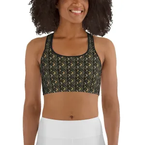 Brown Bogolan African Print Sports bra