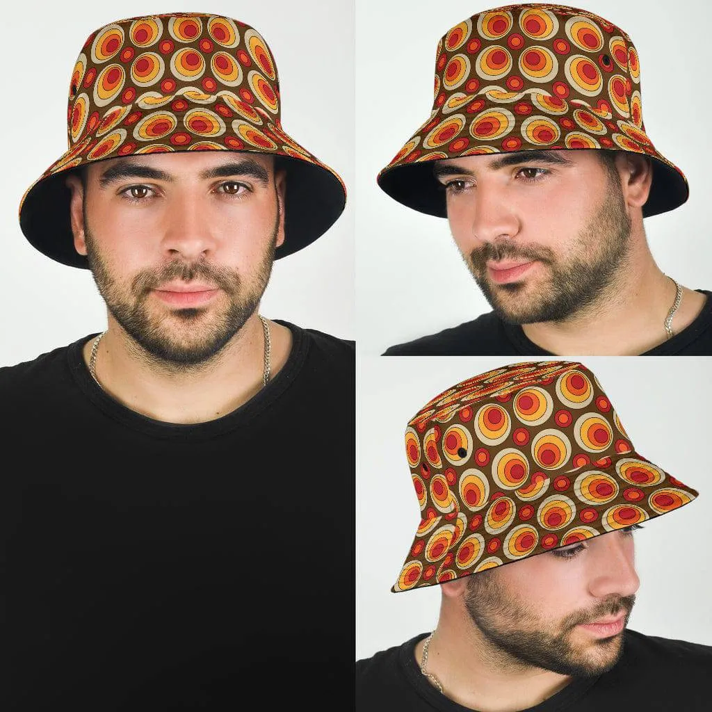 Brown Retro Circles Unisex Bucket Hat