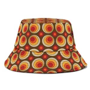 Brown Retro Circles Unisex Bucket Hat