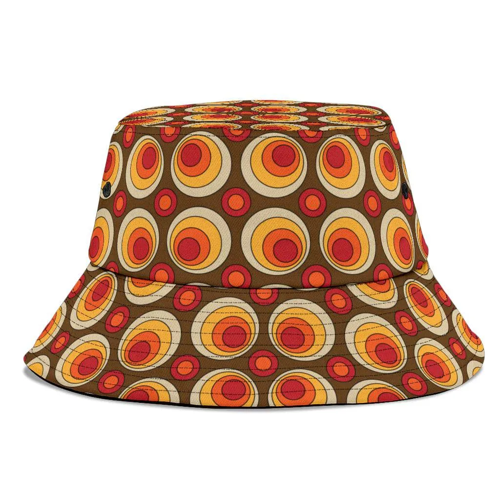Brown Retro Circles Unisex Bucket Hat