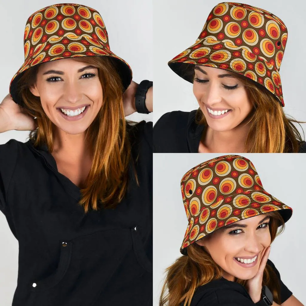Brown Retro Circles Unisex Bucket Hat