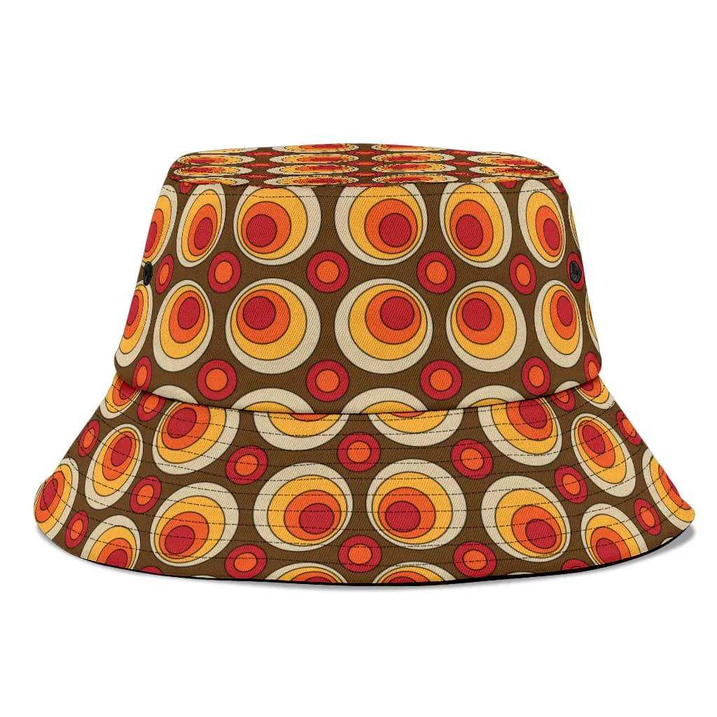 Brown Retro Circles Unisex Bucket Hat