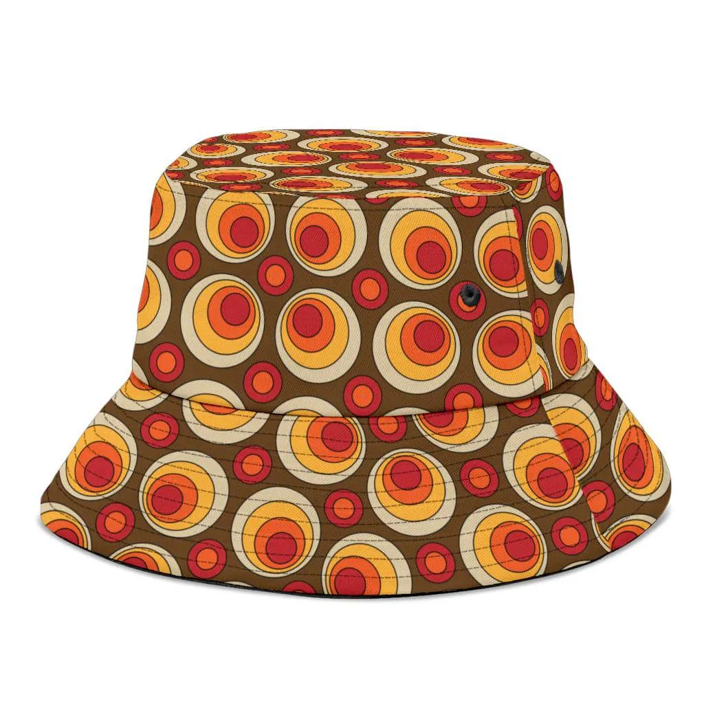 Brown Retro Circles Unisex Bucket Hat