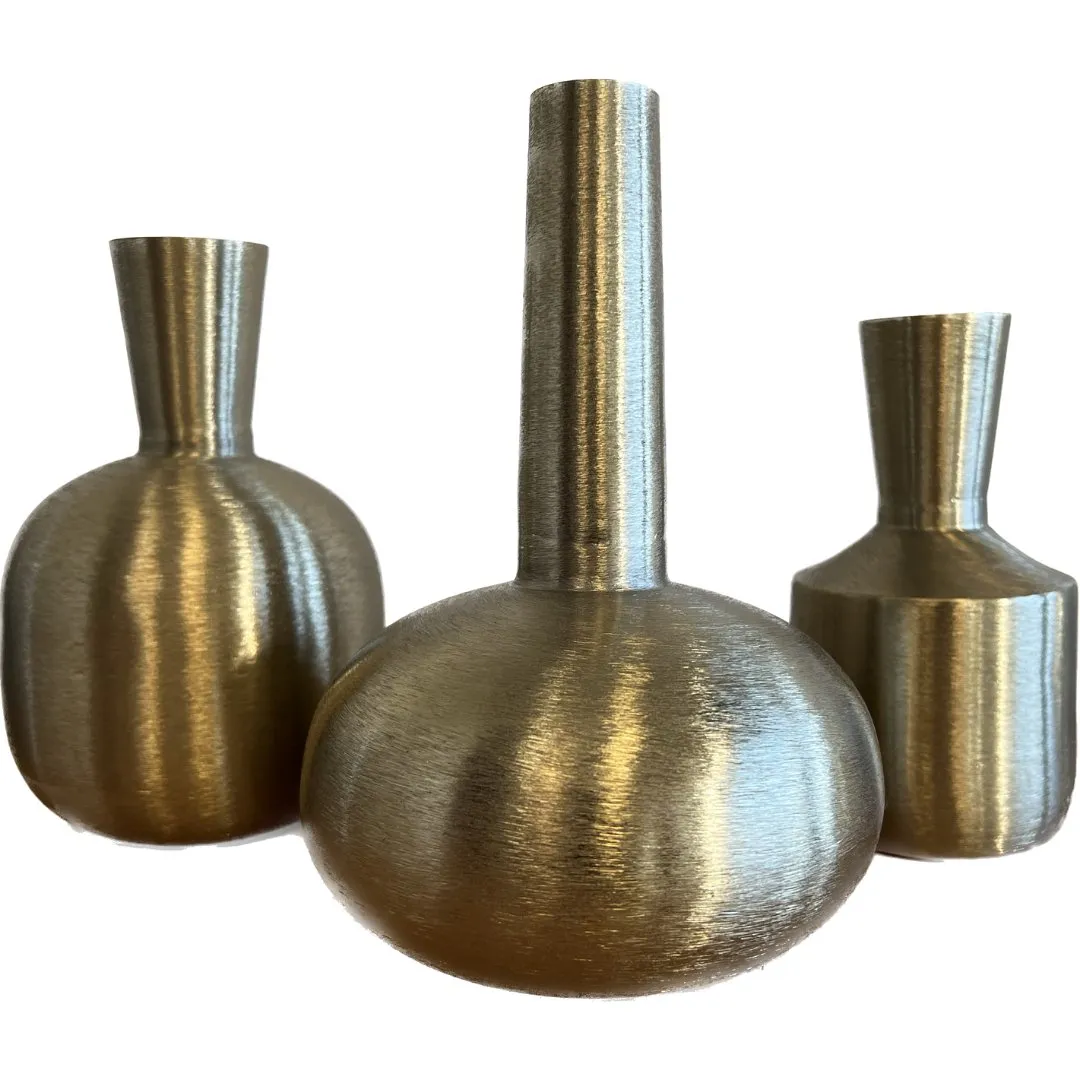 Brushed Brass Mixed Vases (Set of 3)