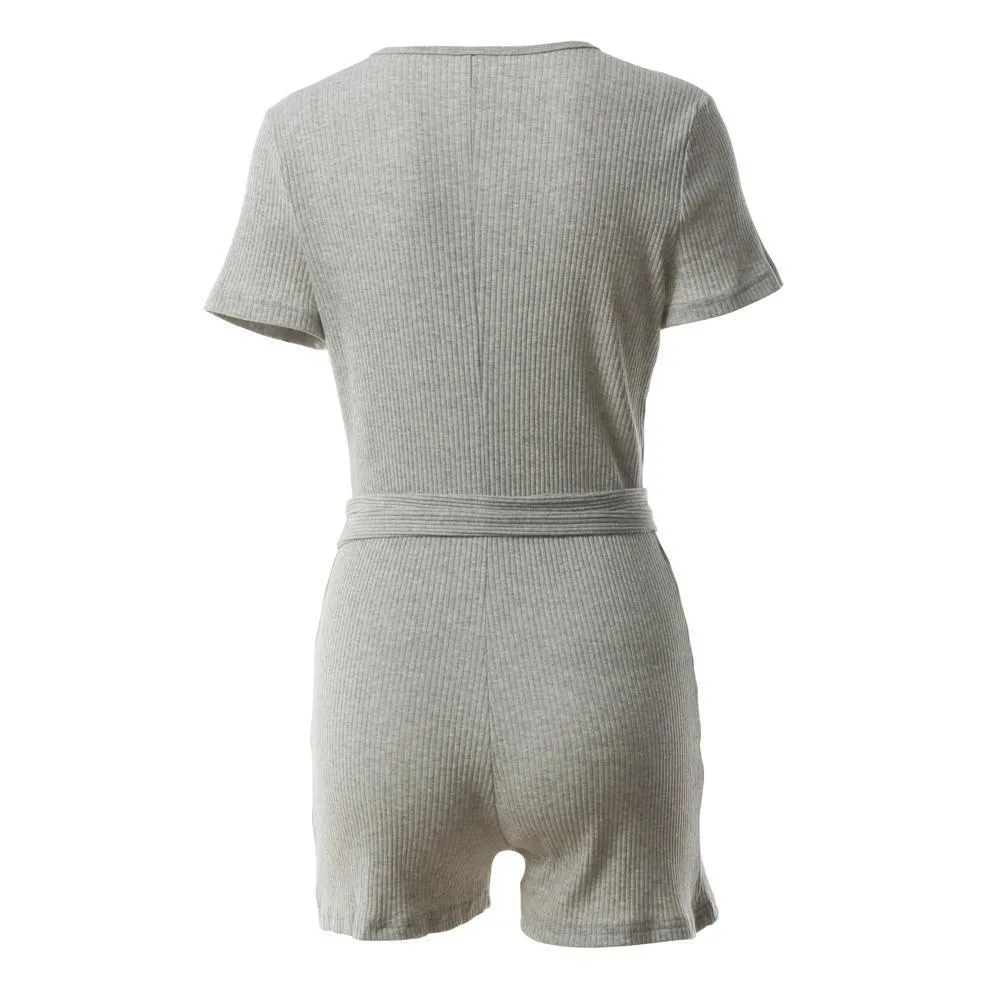 Button-Up Romper With Sash