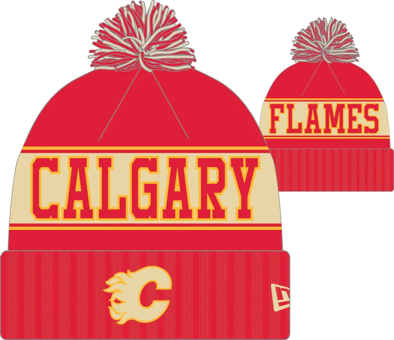 Calgary Flames Retro Knit Fleece Lined Pom Toque