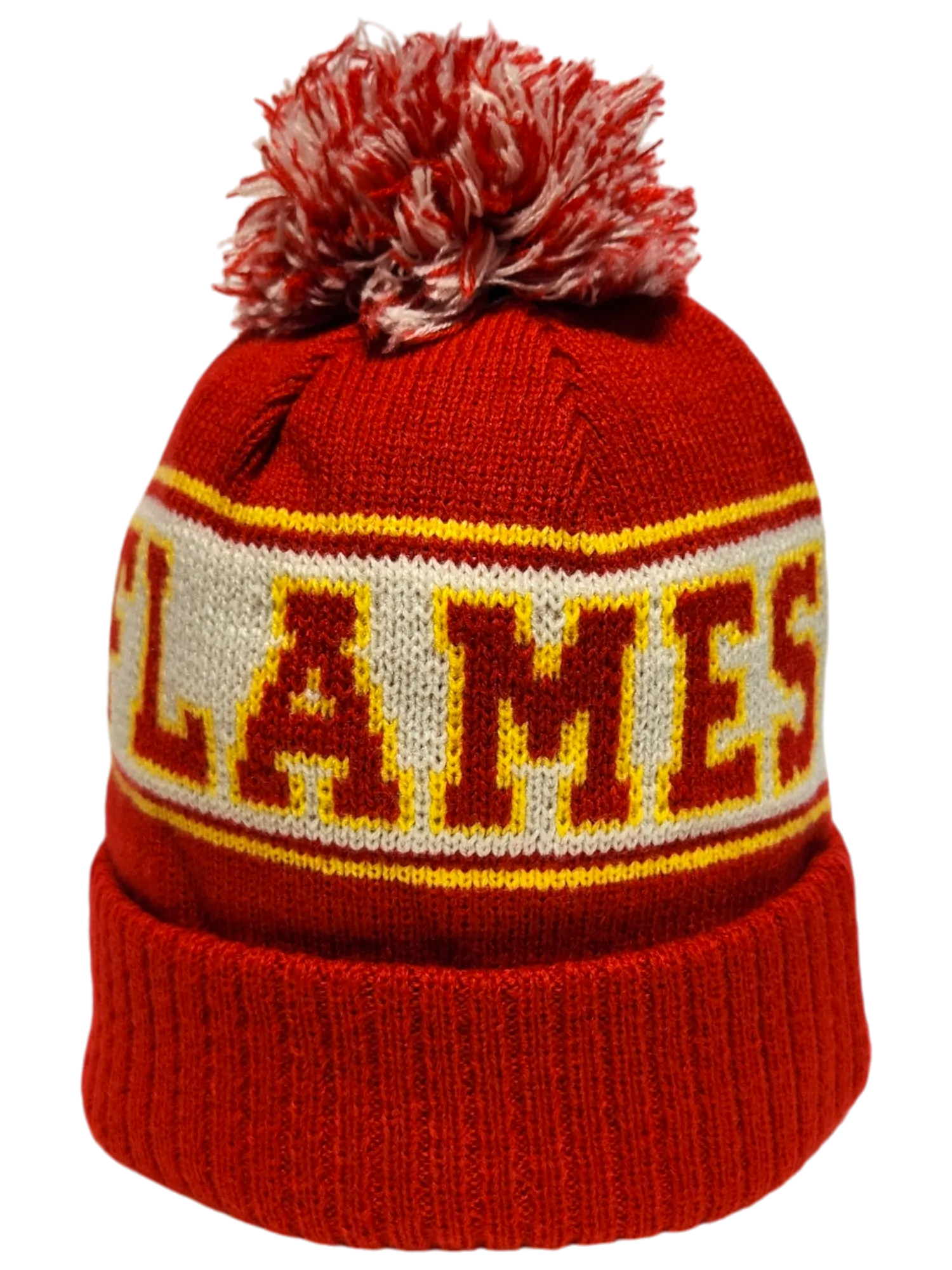Calgary Flames Retro Knit Fleece Lined Pom Toque