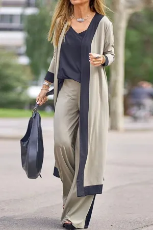 Casual Color Contrast Pant Suits