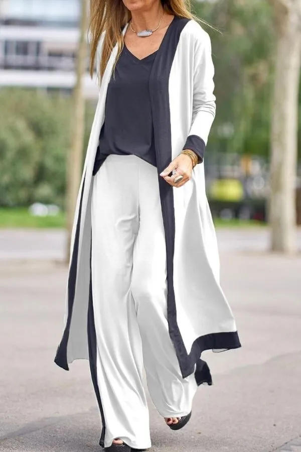 Casual Color Contrast Pant Suits