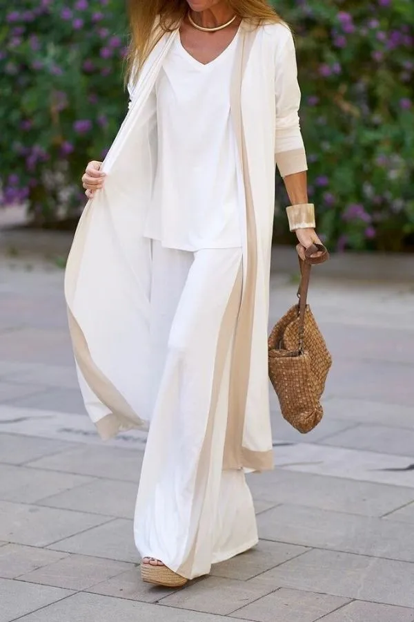 Casual Color Contrast Pant Suits