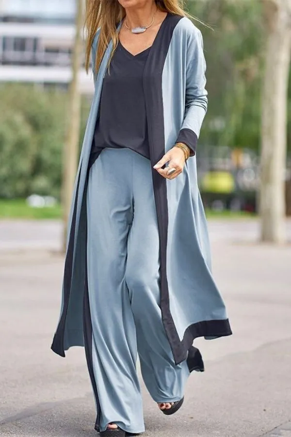 Casual Color Contrast Pant Suits