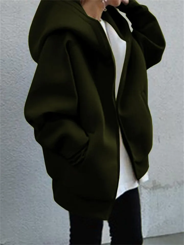 Casual Fashion Street Style Zipper Hooded Plush Hoodies For Women