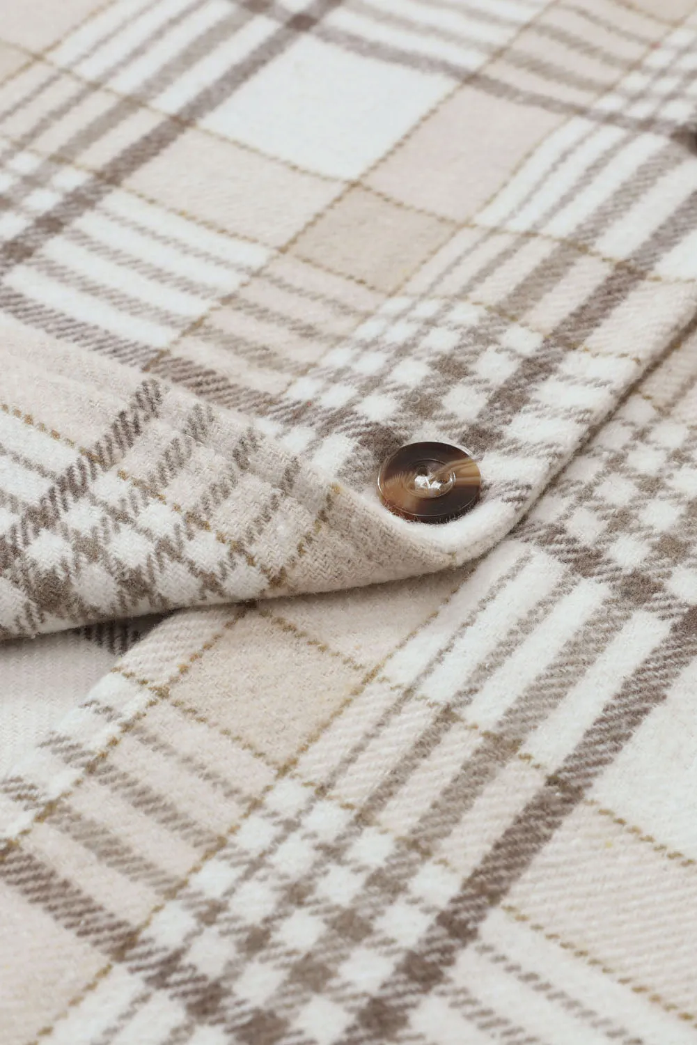 Casual Plaid Removable Hood Buttoned Jacket Shacket