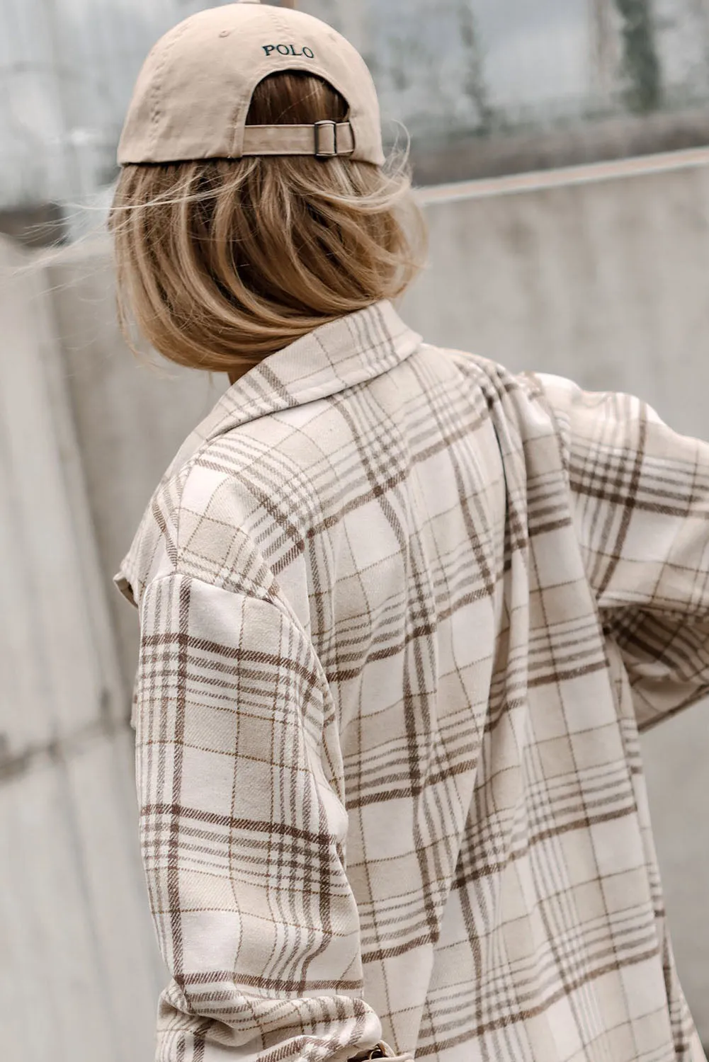 Casual Plaid Removable Hood Buttoned Jacket Shacket