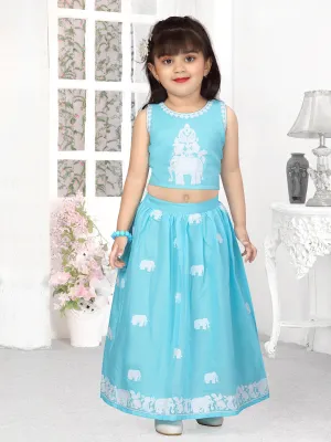 Celestial Sapphire Blue Ghagra  Choli for Girls