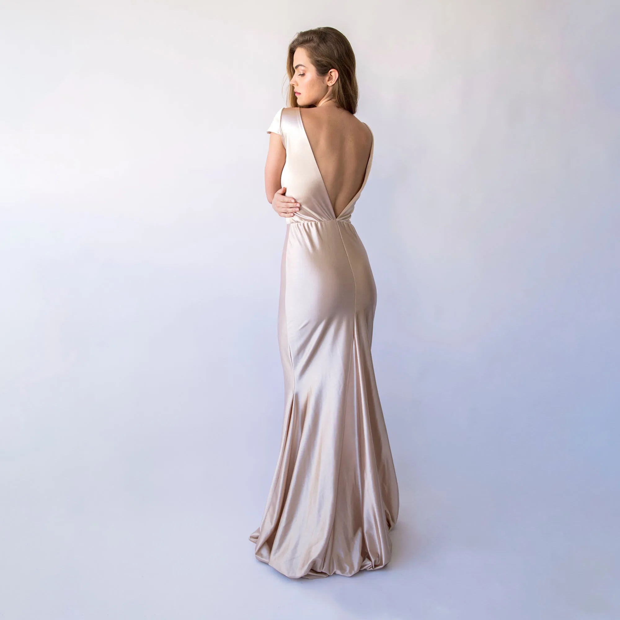 Champagne Satin Mermaid Dress #1455