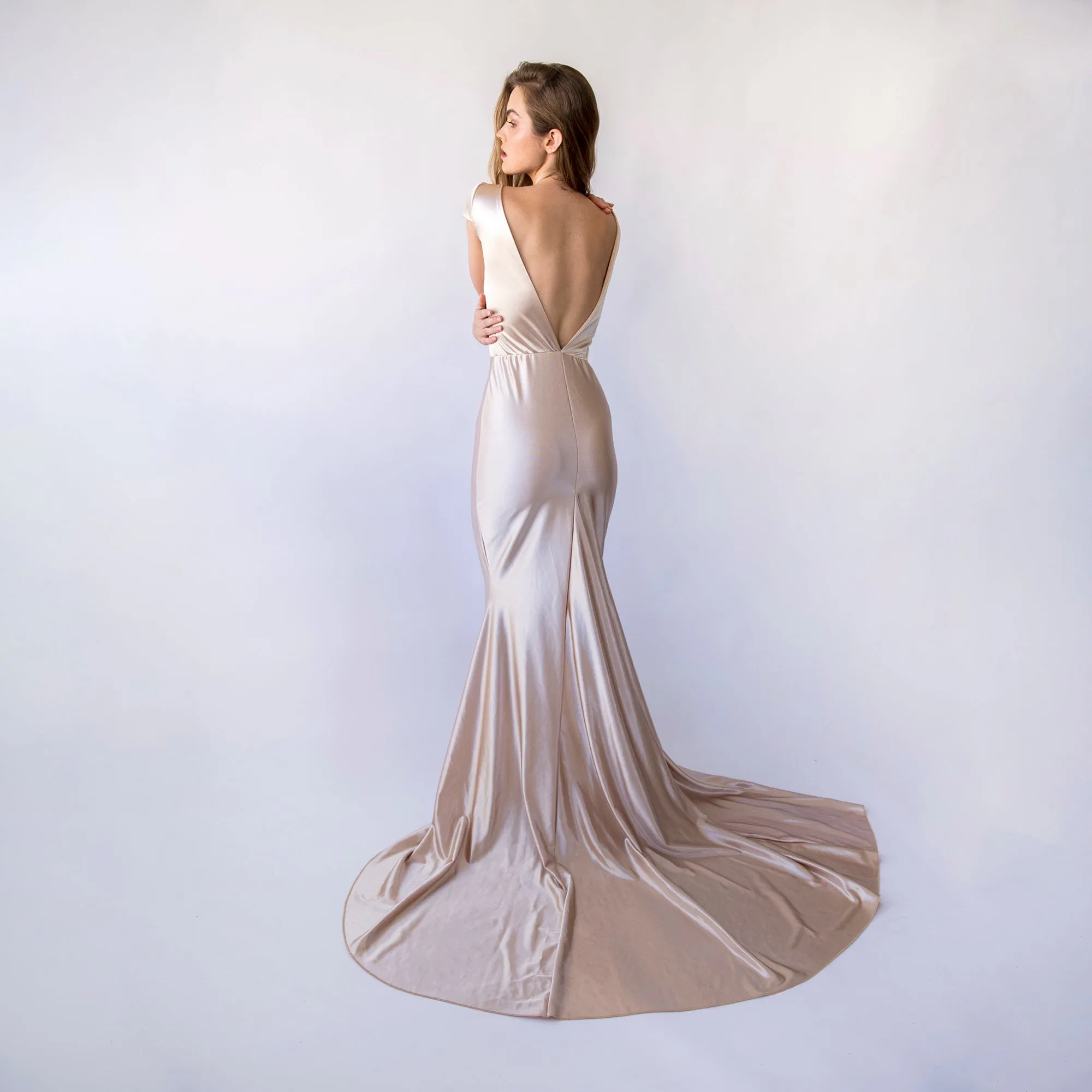Champagne Satin Mermaid Dress #1455