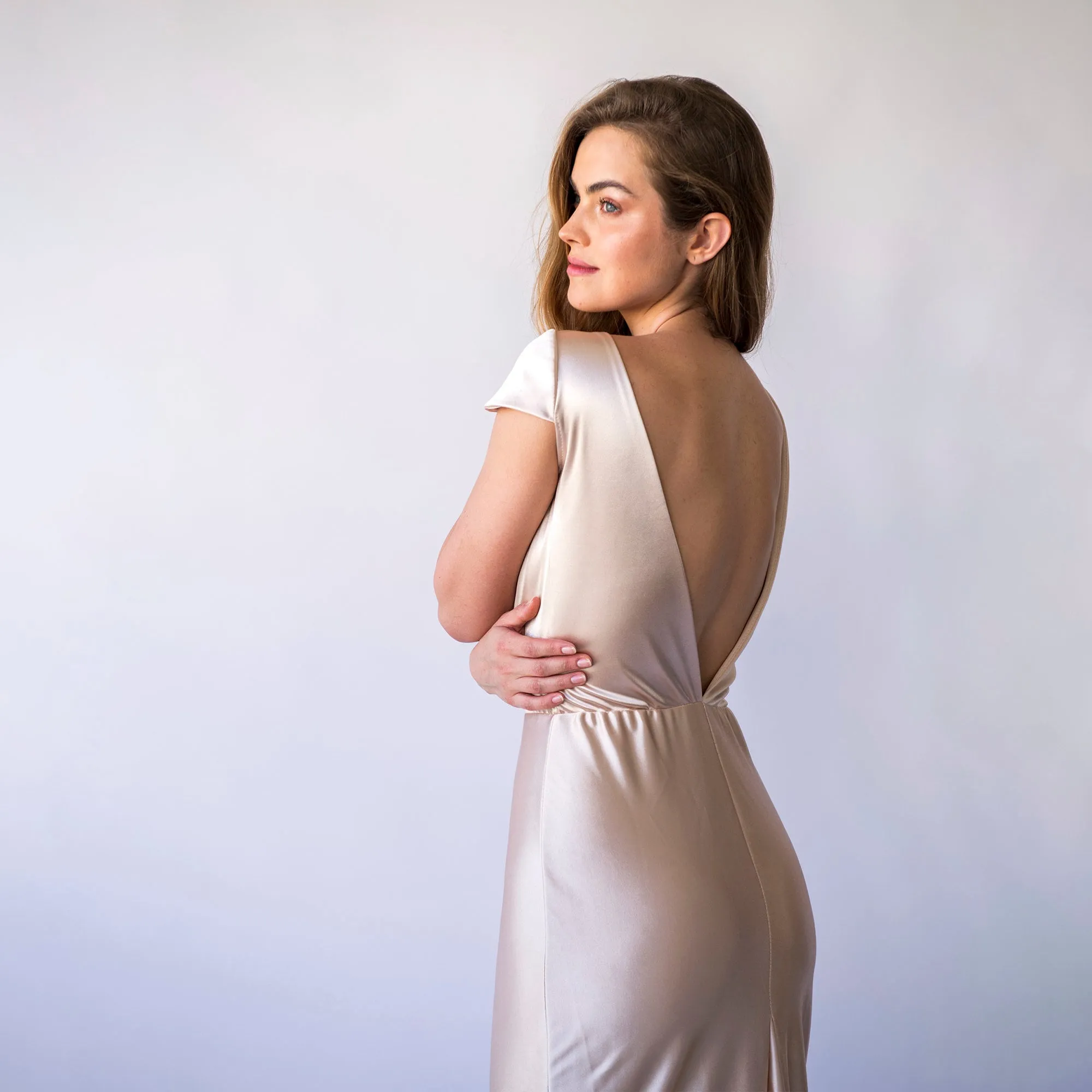 Champagne Satin Mermaid Dress #1455