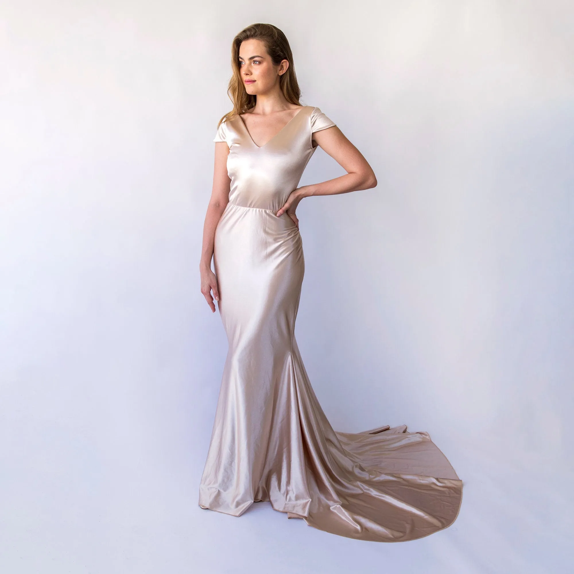 Champagne Satin Mermaid Dress #1455