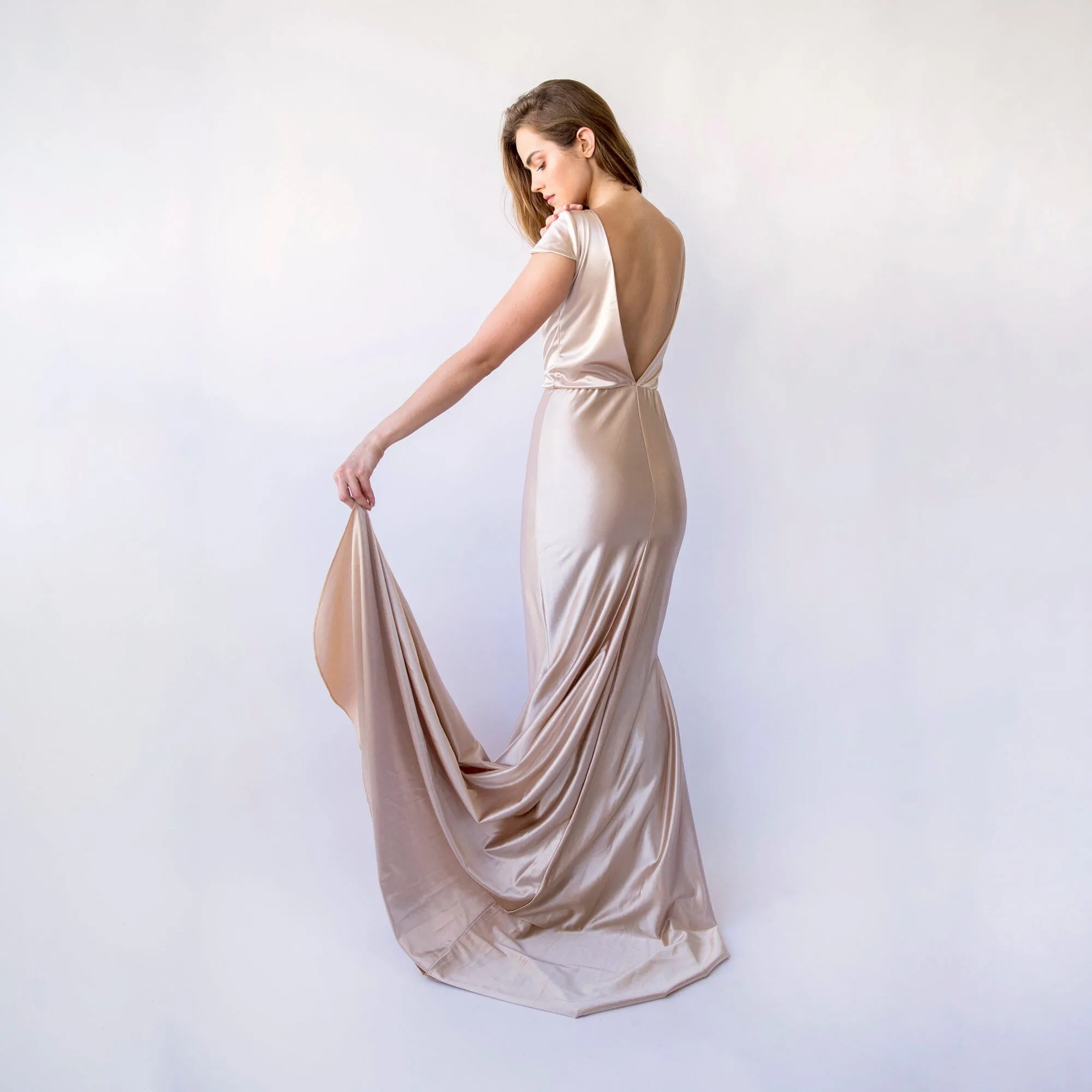 Champagne Satin Mermaid Dress #1455