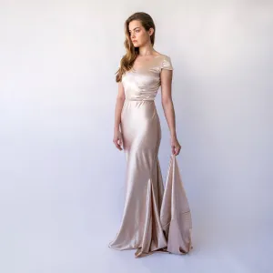 Champagne Satin Mermaid Dress #1455