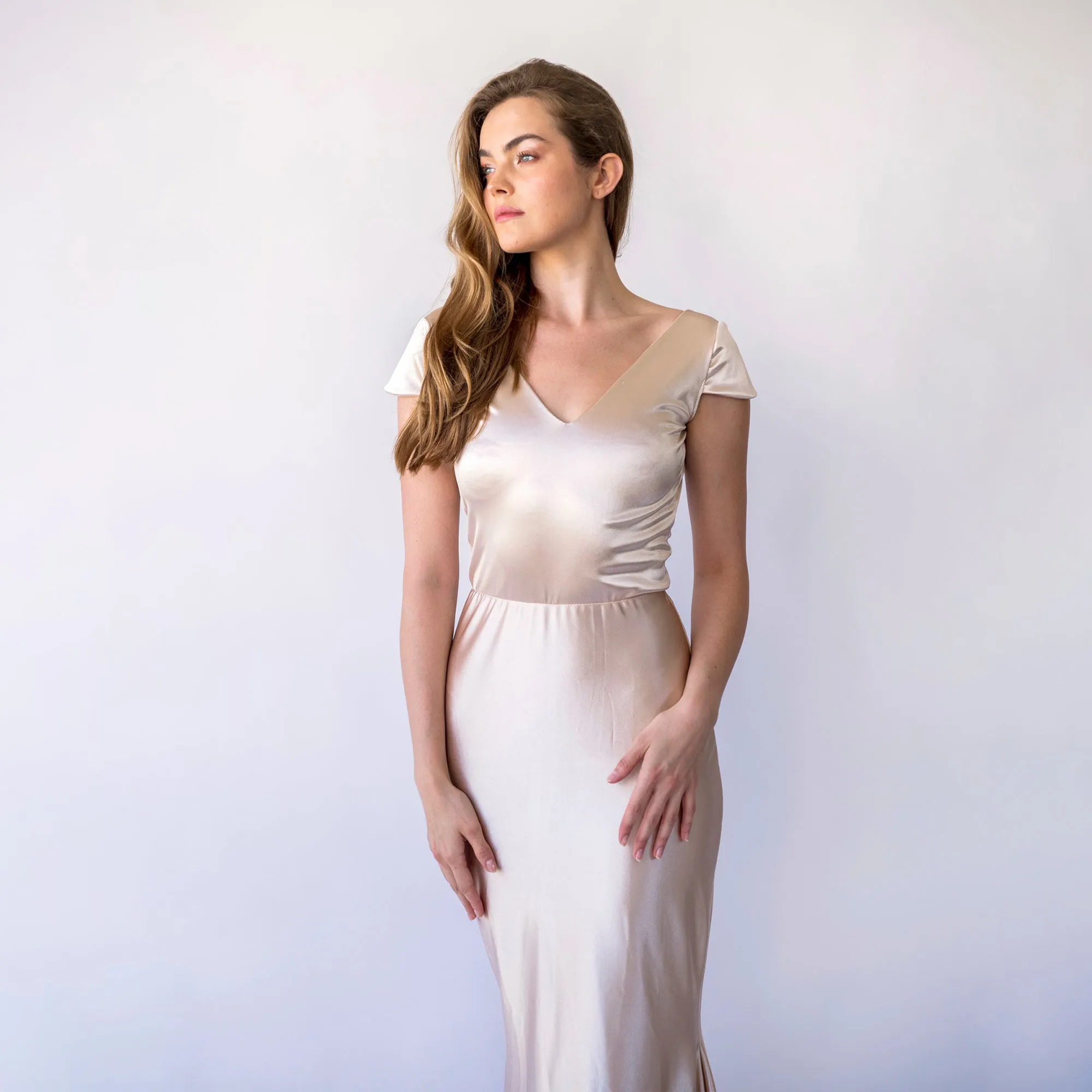 Champagne Satin Mermaid Dress #1455