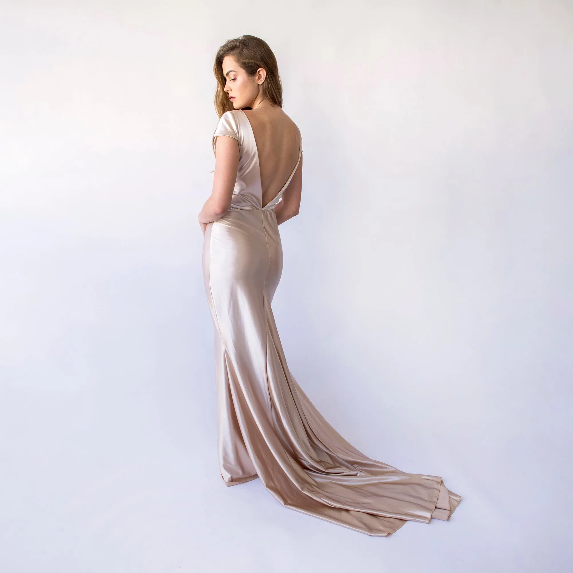 Champagne Satin Mermaid Dress #1455