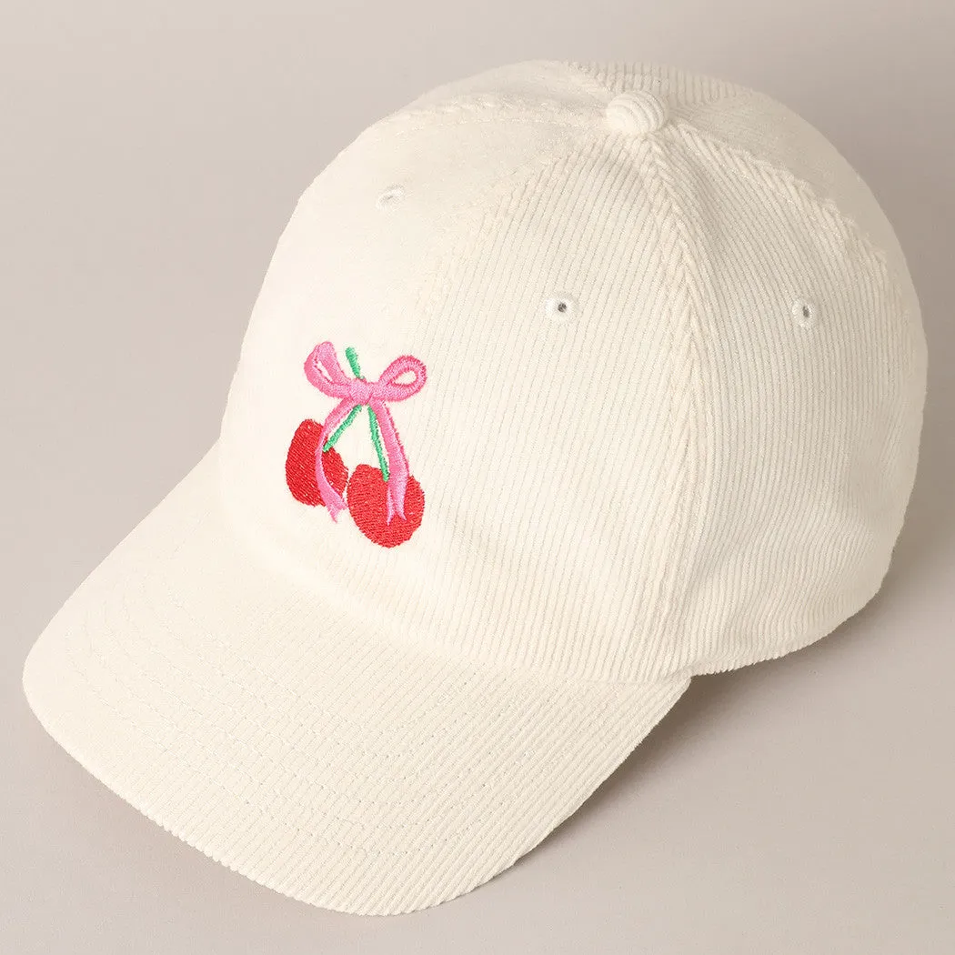 Cherries Embroidered Hat