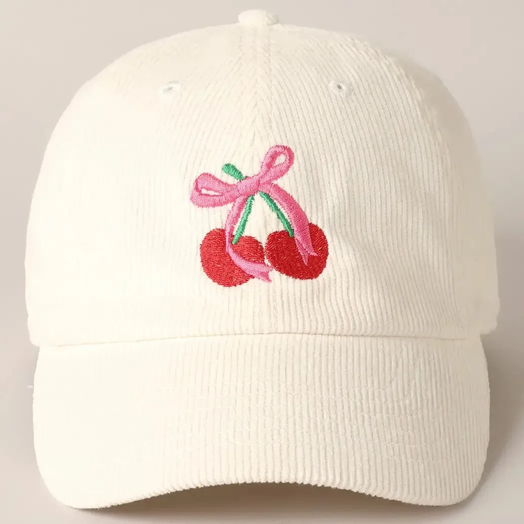 Cherries Embroidered Hat