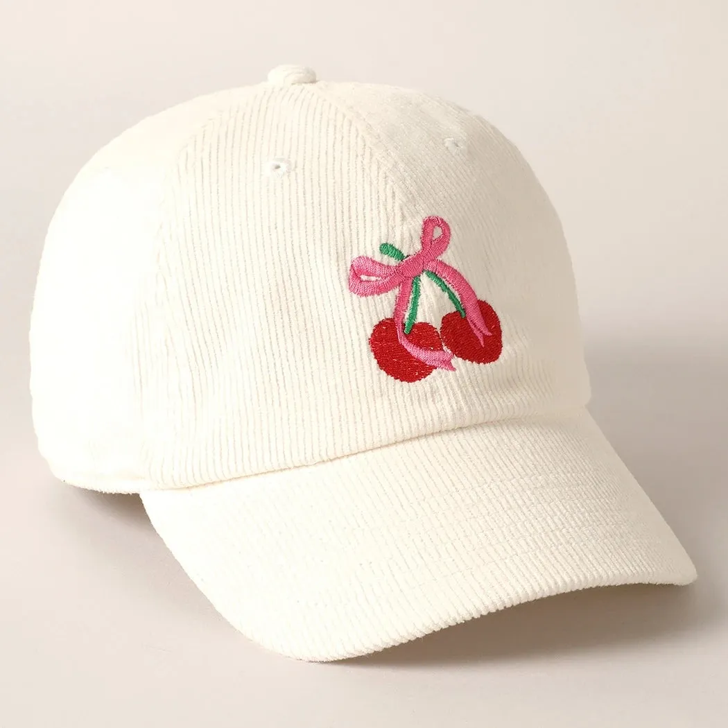 Cherries Embroidered Hat