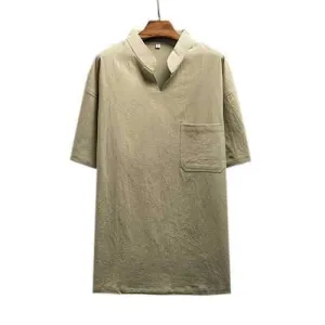 Chinese Style Brief Cotton Linen T Shirt
