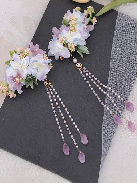 Chinese Style Lolita Accessories Lavender Flowers Chains Accessory Metal Miscellaneous
