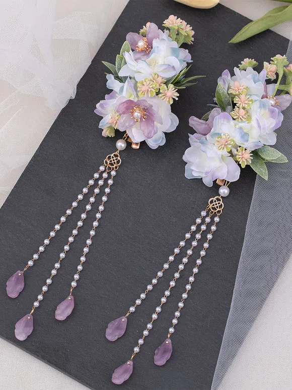 Chinese Style Lolita Accessories Lavender Flowers Chains Accessory Metal Miscellaneous