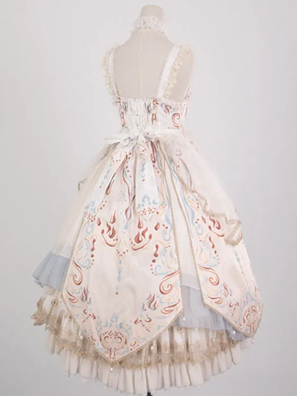 Chinese Style Lolita Dress Bows Sleeveless Polyester Chinese Style Floral Print Black Chinese Style Lolita