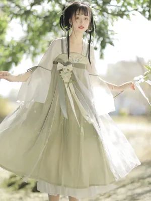 Chinese Style Lolita Dress Embroidered Sleeveless Polyester Chinese Style Floral Print Light Green Chinese Style Lolita