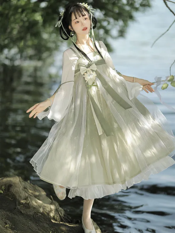 Chinese Style Lolita Dress Embroidered Sleeveless Polyester Chinese Style Floral Print Light Green Chinese Style Lolita