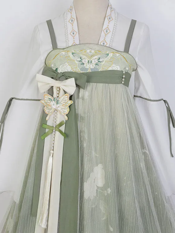 Chinese Style Lolita Dress Embroidered Sleeveless Polyester Chinese Style Floral Print Light Green Chinese Style Lolita