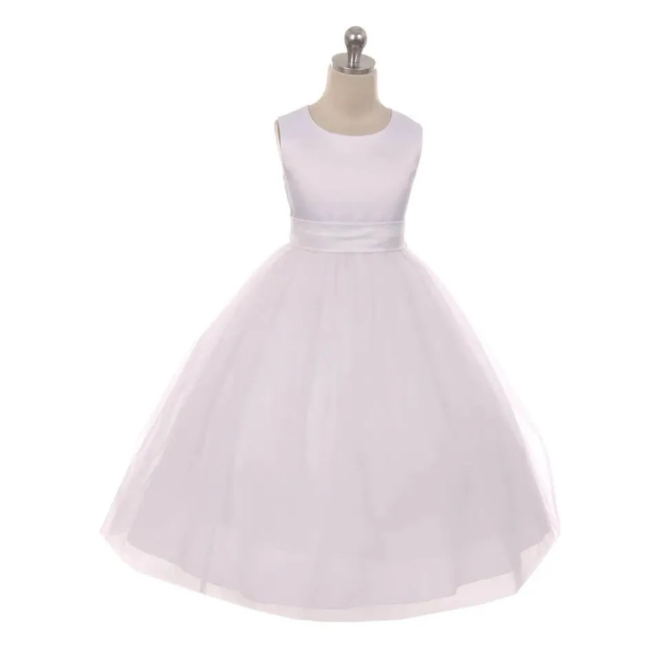 Classic Dolly Dress - White - Choice of Colour Sash