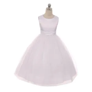 Classic Dolly Dress - White - Choice of Colour Sash