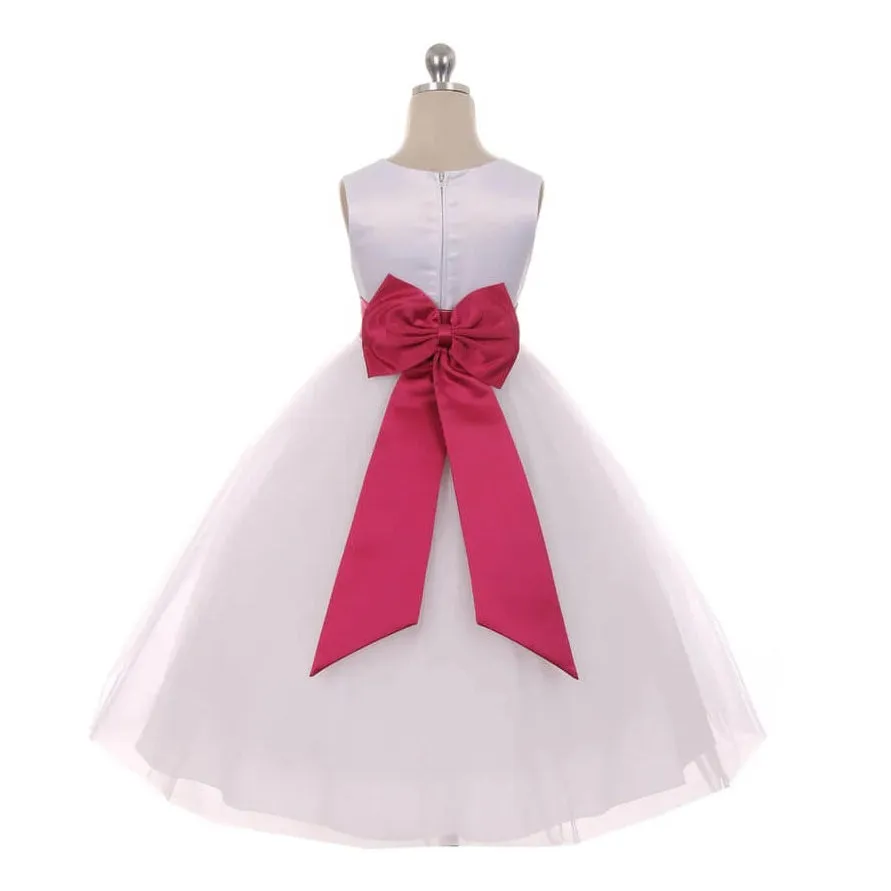 Classic Dolly Dress - White - Choice of Colour Sash