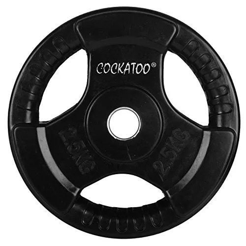 Cockatoo Quad Rubber & Integrated Metal Grip Olympic Weight Plates; Rubber Weight; Rubber Plates; Home Gym (Regular-31 mm Hole Diameter, 1.25 Kg Each)
