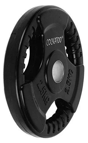 Cockatoo Quad Rubber & Integrated Metal Grip Olympic Weight Plates; Rubber Weight; Rubber Plates; Home Gym (Regular-31 mm Hole Diameter, 1.25 Kg Each)