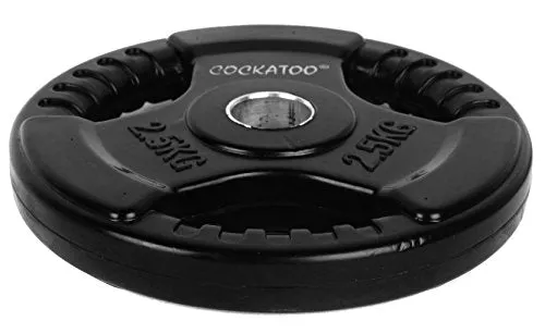Cockatoo Quad Rubber & Integrated Metal Grip Olympic Weight Plates; Rubber Weight; Rubber Plates; Home Gym (Regular-31 mm Hole Diameter, 1.25 Kg Each)