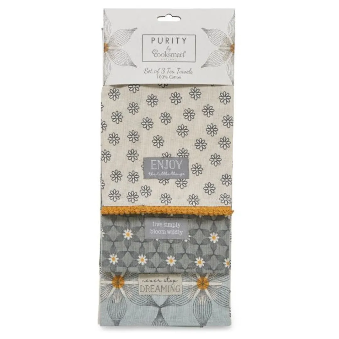 Cooksmart Purity Tea Towels Set of 3 CS1857