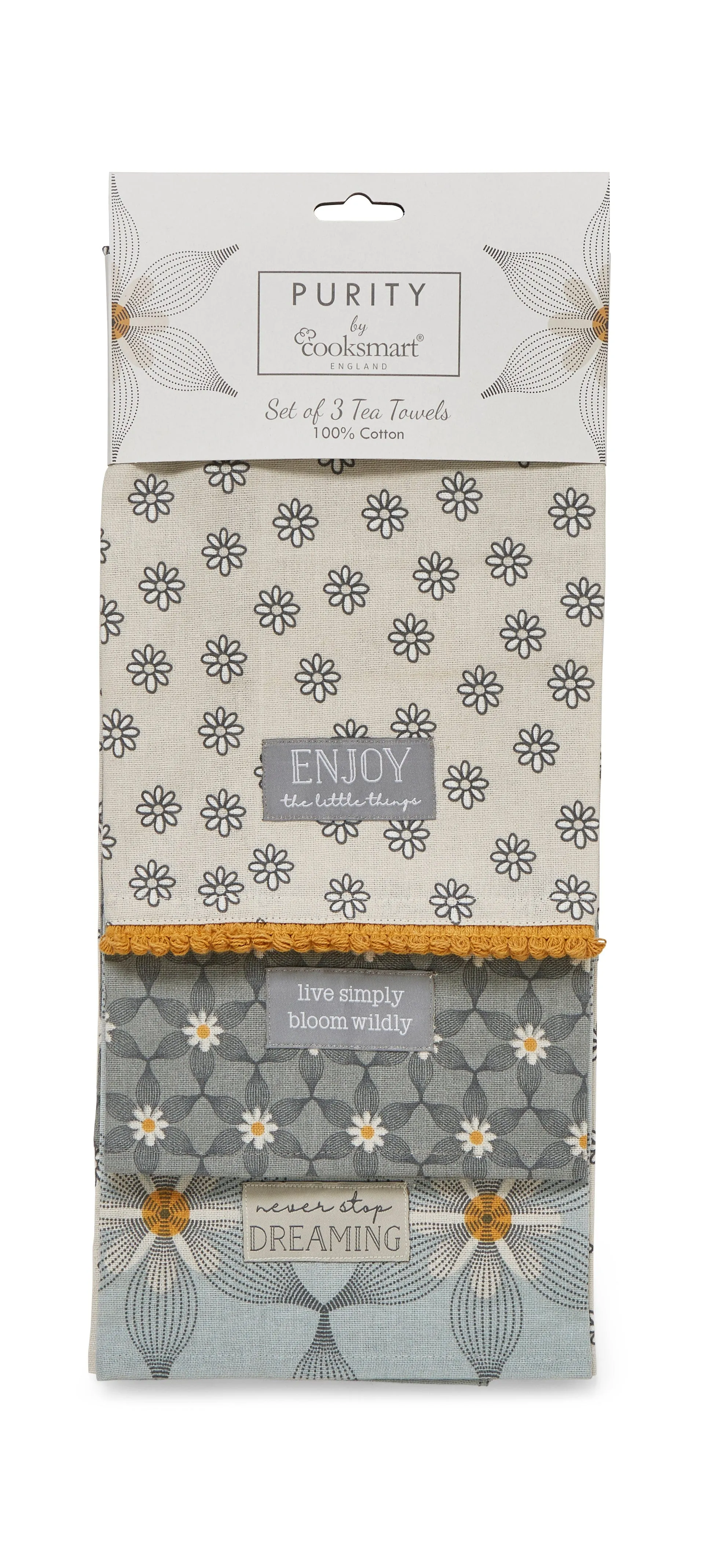 Cooksmart Purity Tea Towels Set of 3 CS1857
