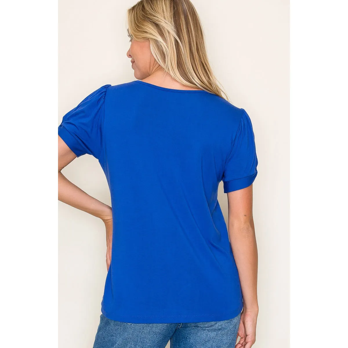 Crew Neck Solid Jersey Top